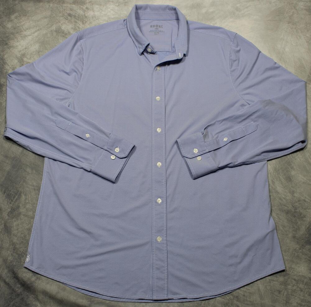 Rhone Shirt Mens 2XL Blue Stretch Performance Long Sleeve Button Up Casual
